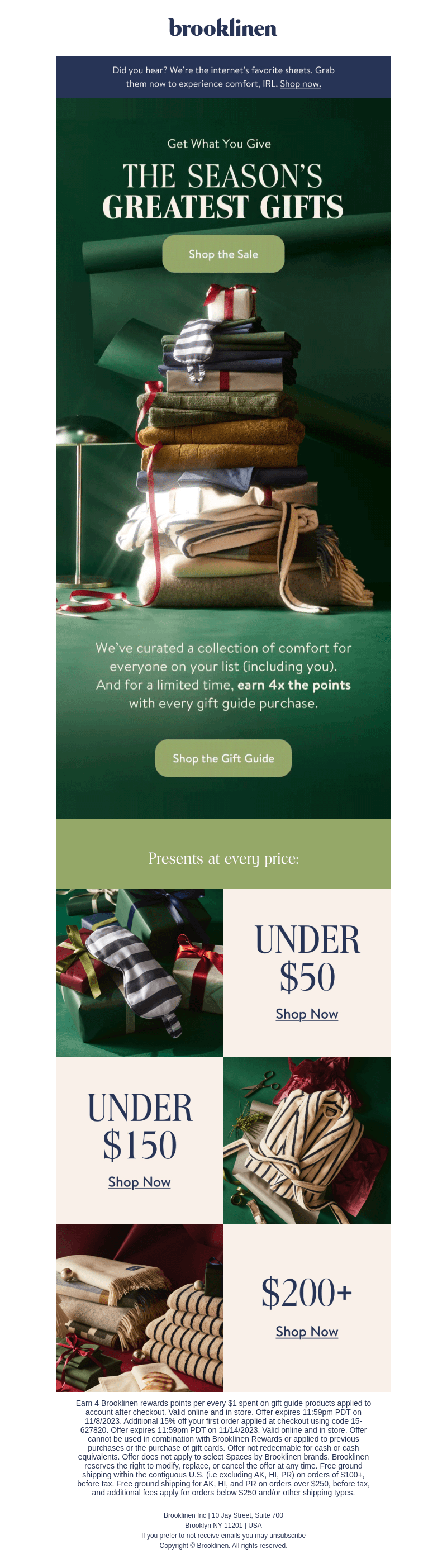 Brooklinen email from Tue, Nov 7, 2023