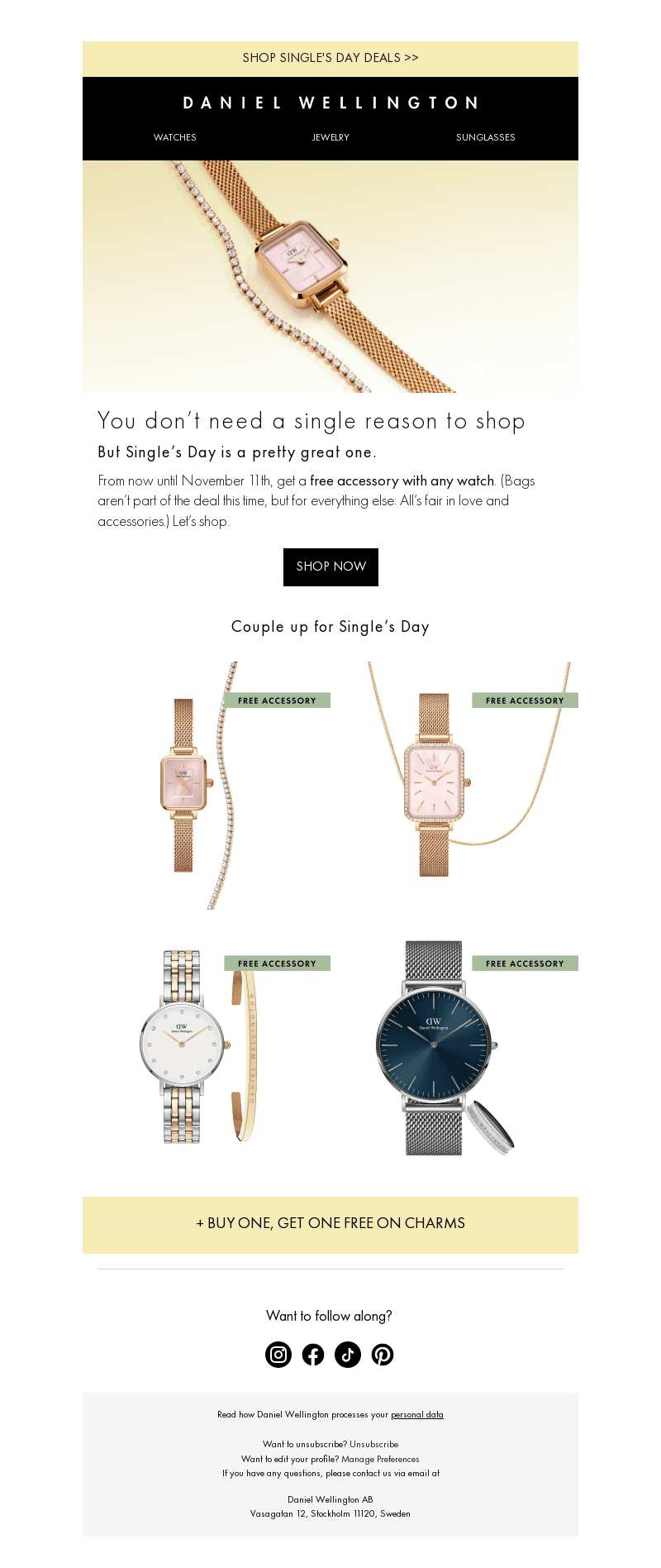Free accessory with any watch.