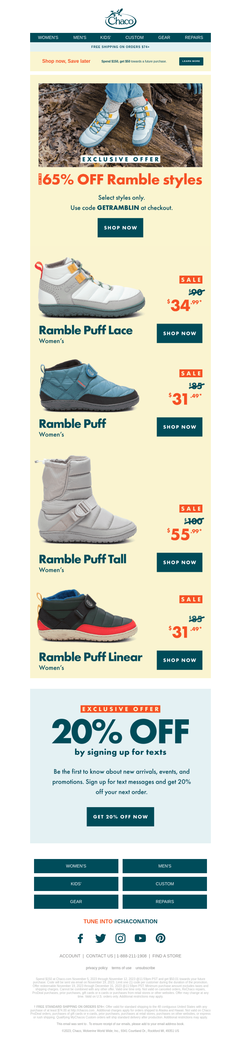 LAST CALL! Up to 65% off Ramble