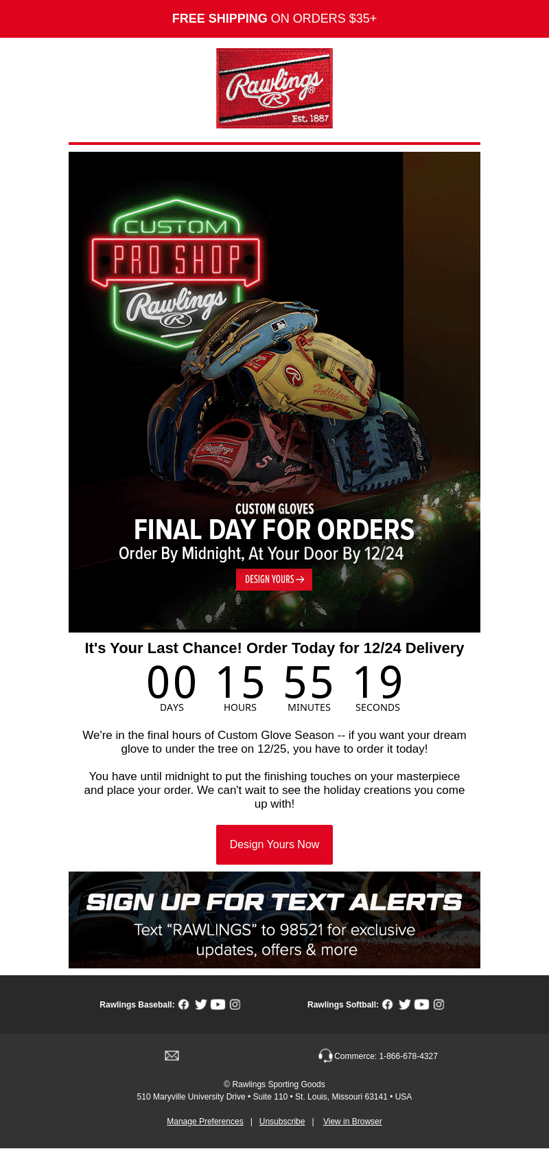 FINAL DAY 🚨 Order Your Custom Glove by Midnight!