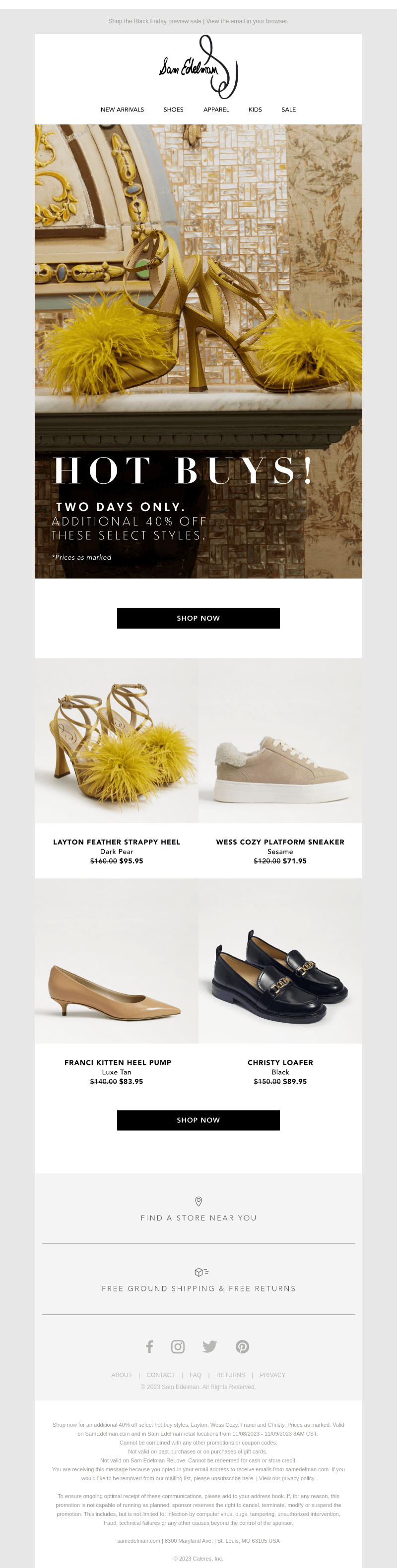 Two Day Hot Buys! Extra 40% off select styles