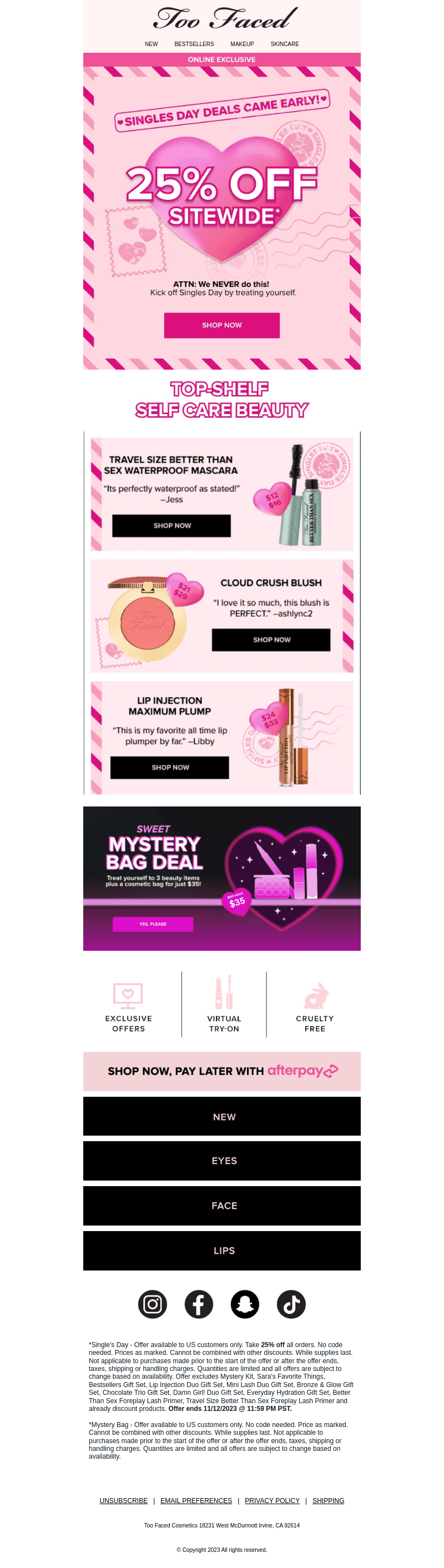 25% Off Sitewide! Singles Day Came Early