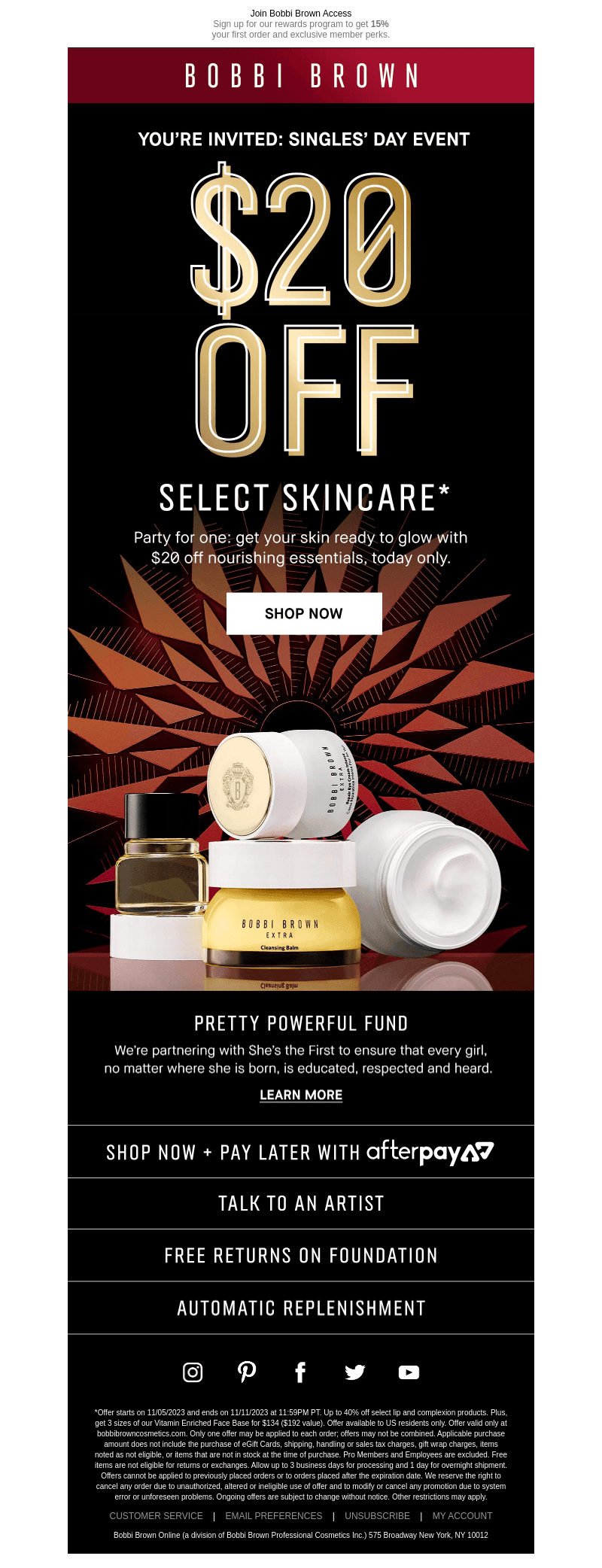 Enjoy $20 off your skincare essentials