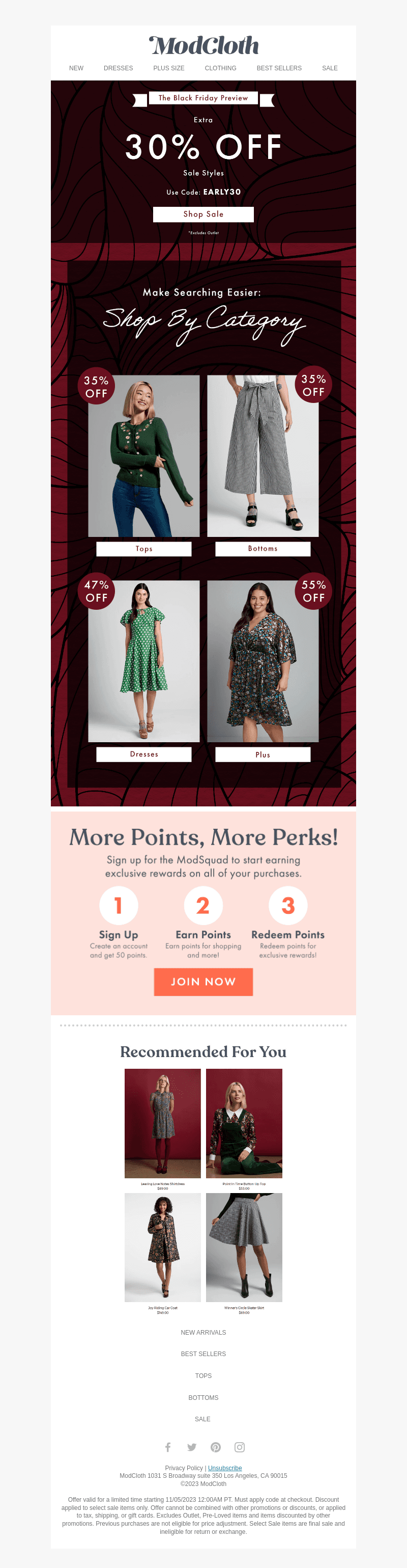 Extra 30% Off on Tops, Bottoms & Dresses