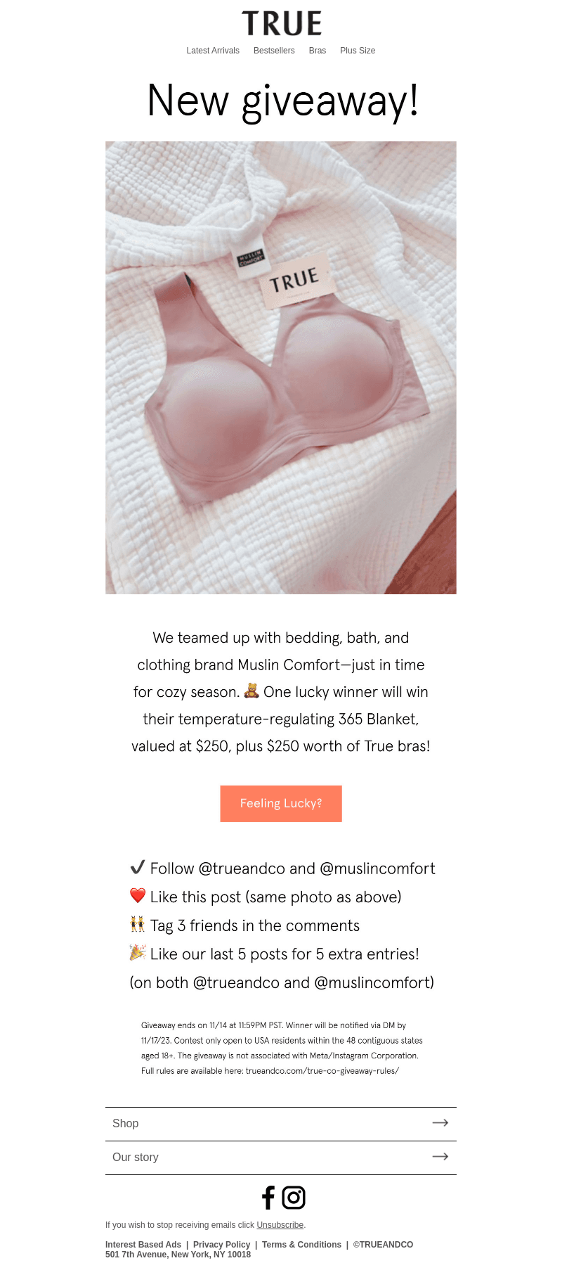 True and Co email from Thu, Nov 9, 2023