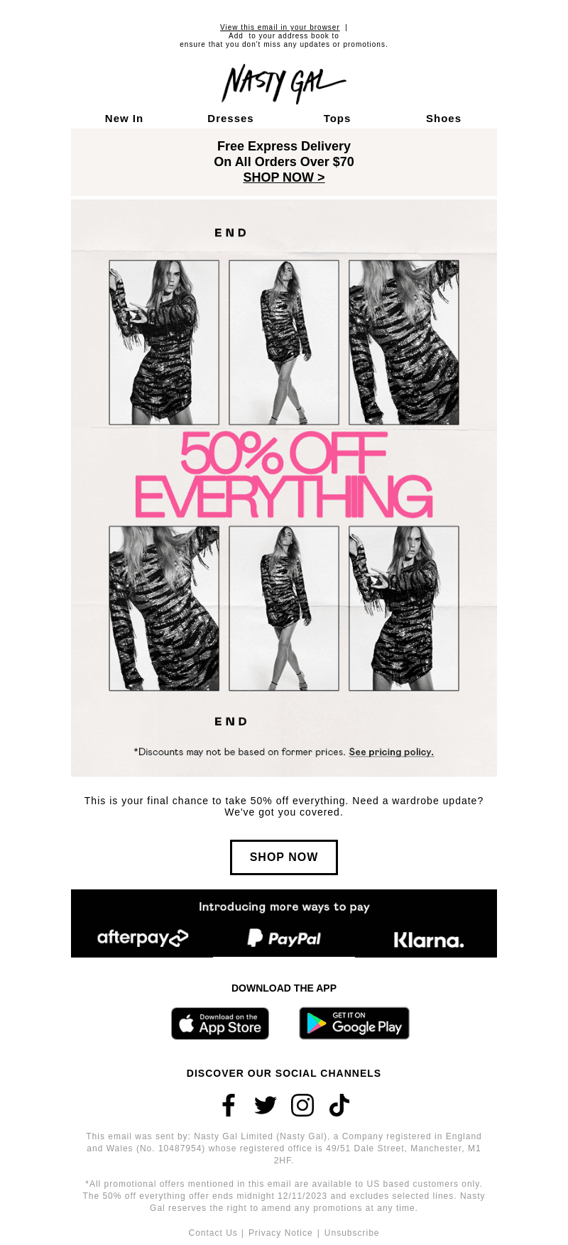 Ends midnight: 50% off everything