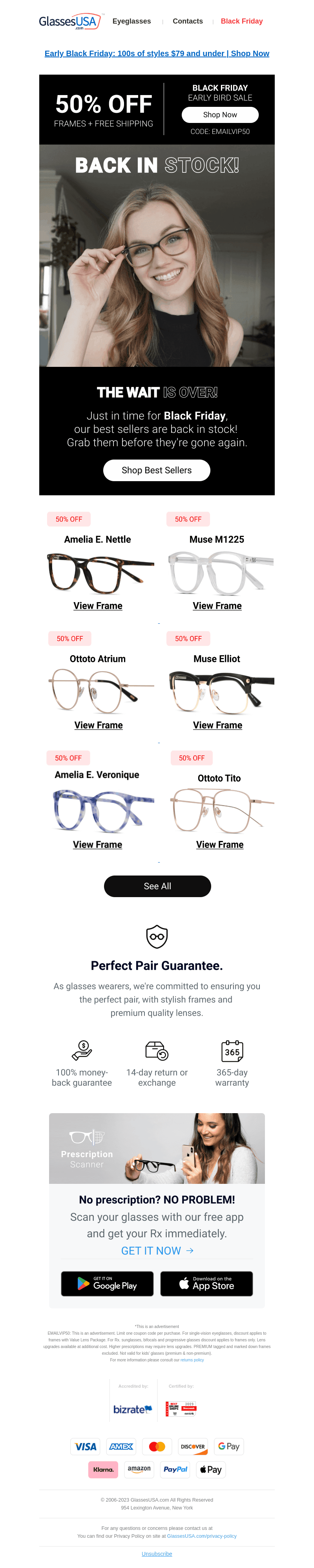 Glasses USA email from Tue, Nov 14, 2023