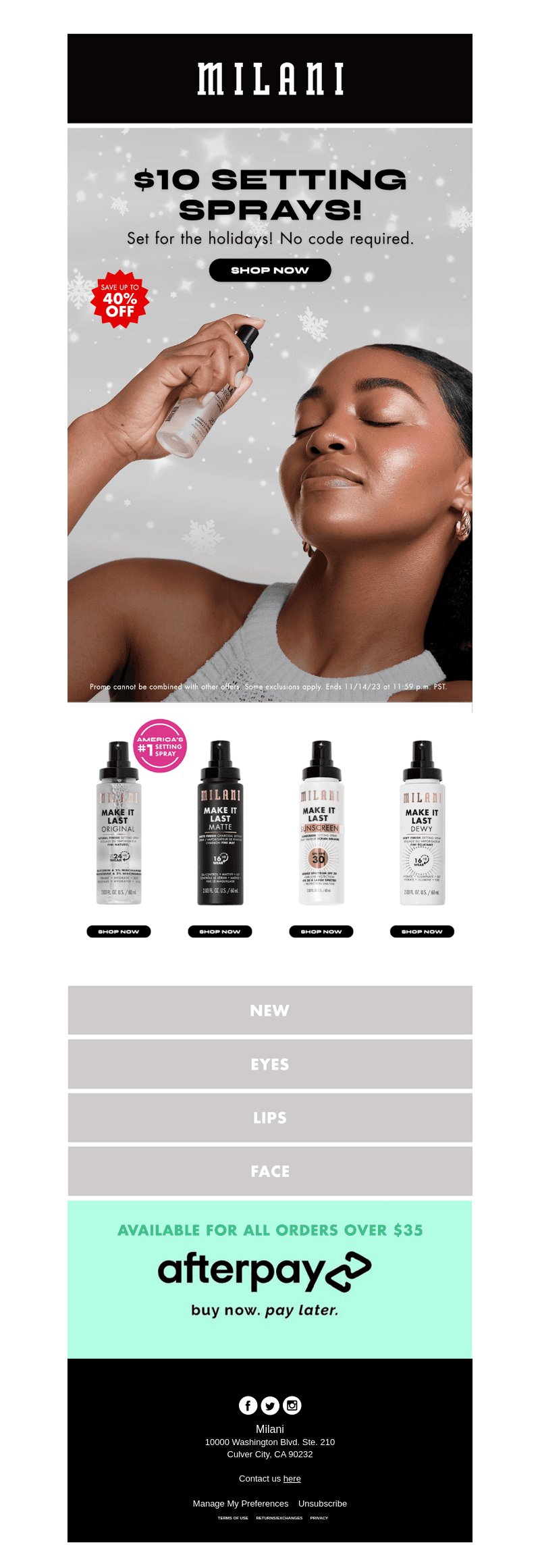 Limited-time Offer: $10 Setting Sprays