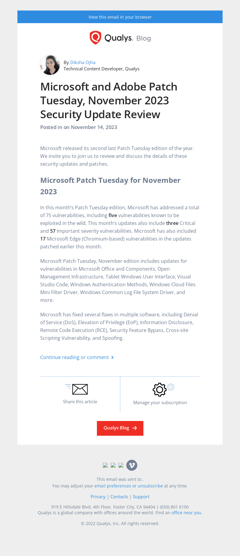 Read the latest post - Microsoft and Adobe Patch Tuesday, November 2023 Security Update Review