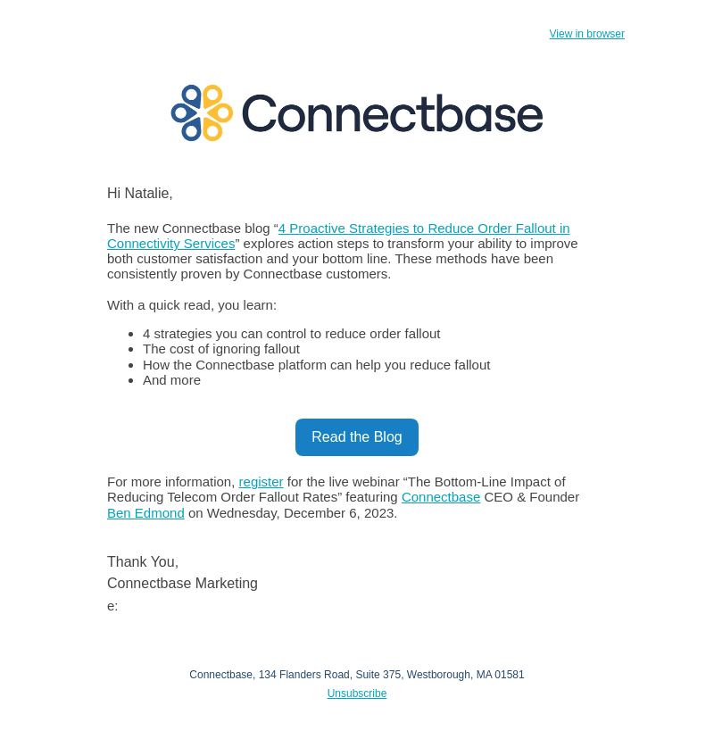Connectbase email from Tue, Nov 14, 2023