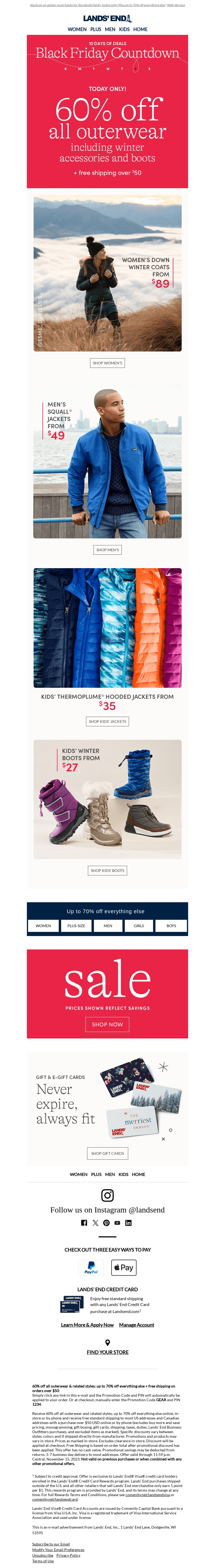 Lands' End email from Wed, Nov 15, 2023