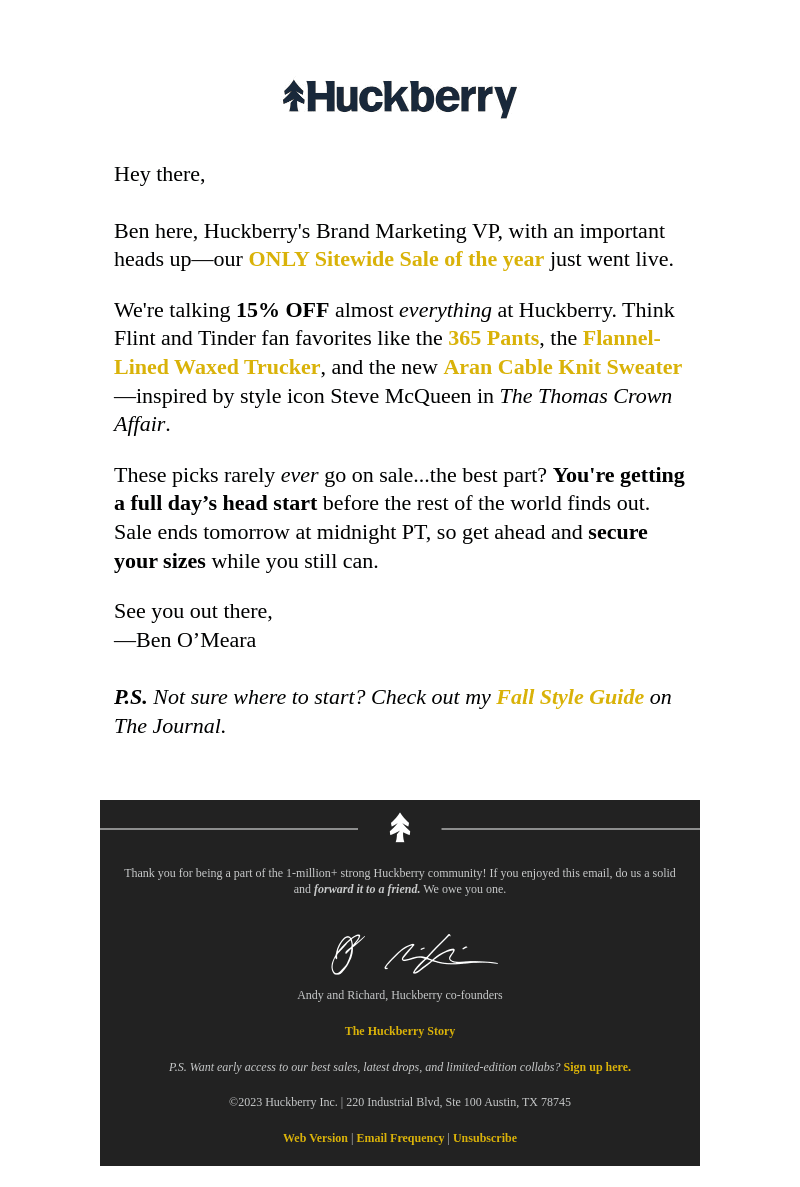 Hey there, Take 15% OFF Early