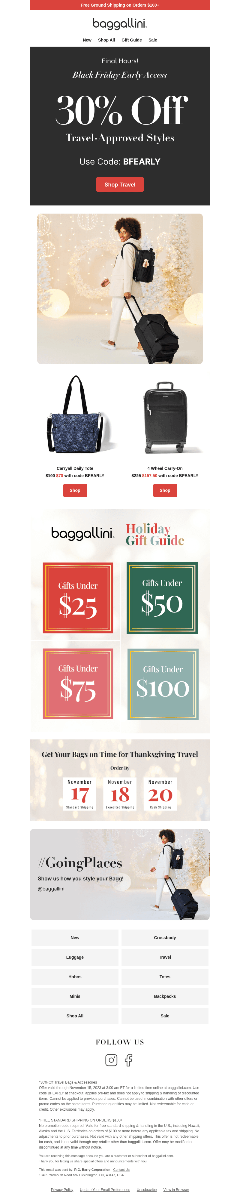 Final Hours—Extra 30% off Travel Styles