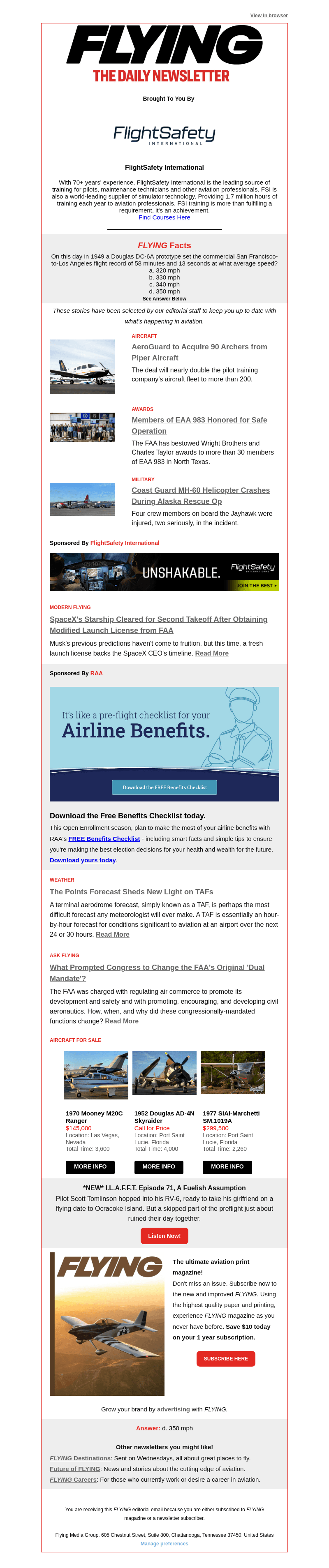 Flying Magazine email from Thu, Nov 16, 2023