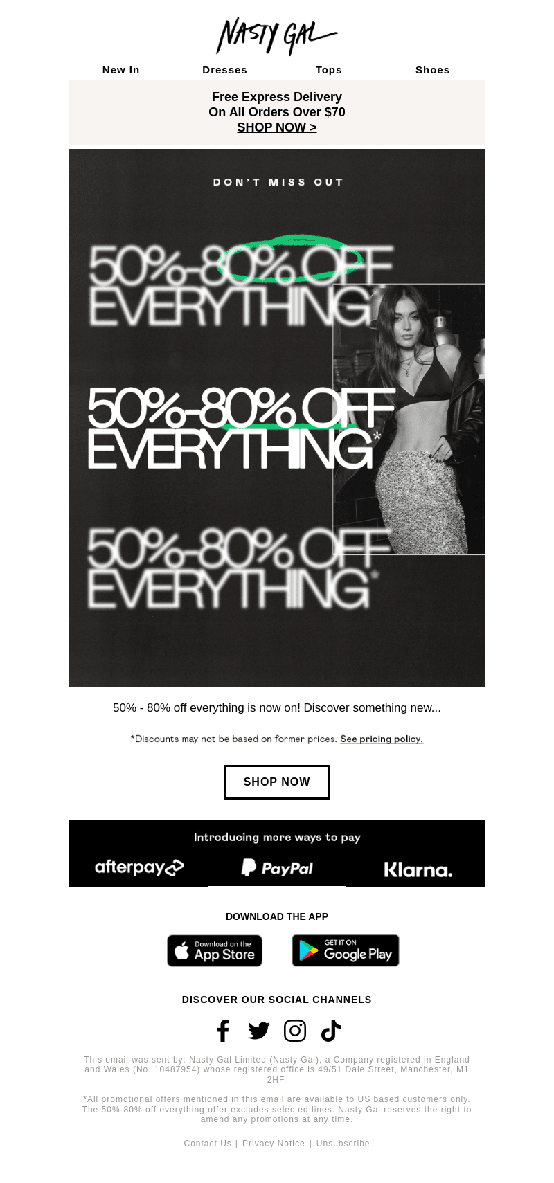 50% - 80% off everything is now on!