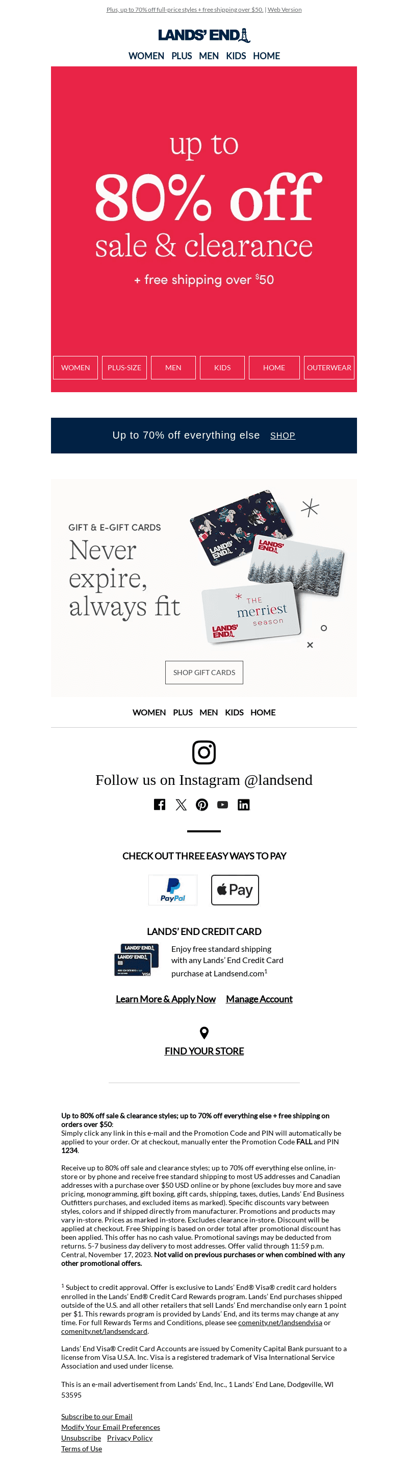 Lands' End email from Fri, Nov 17, 2023