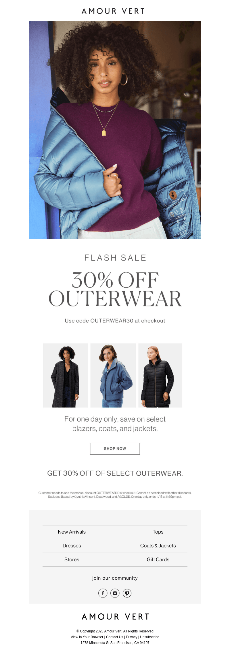 Outerwear Flash Sale ﻿| 30% OFF