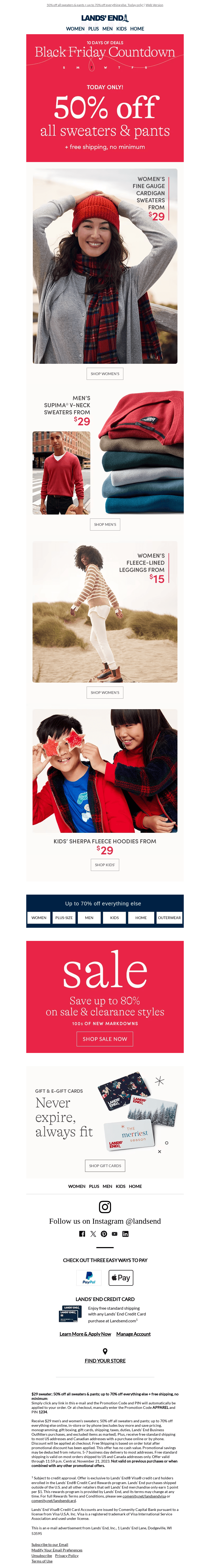 Lands' End email from Tue, Nov 21, 2023