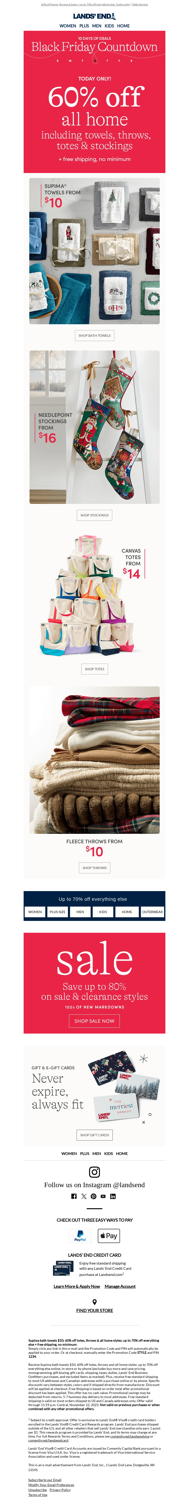 Lands' End email from Wed, Nov 22, 2023