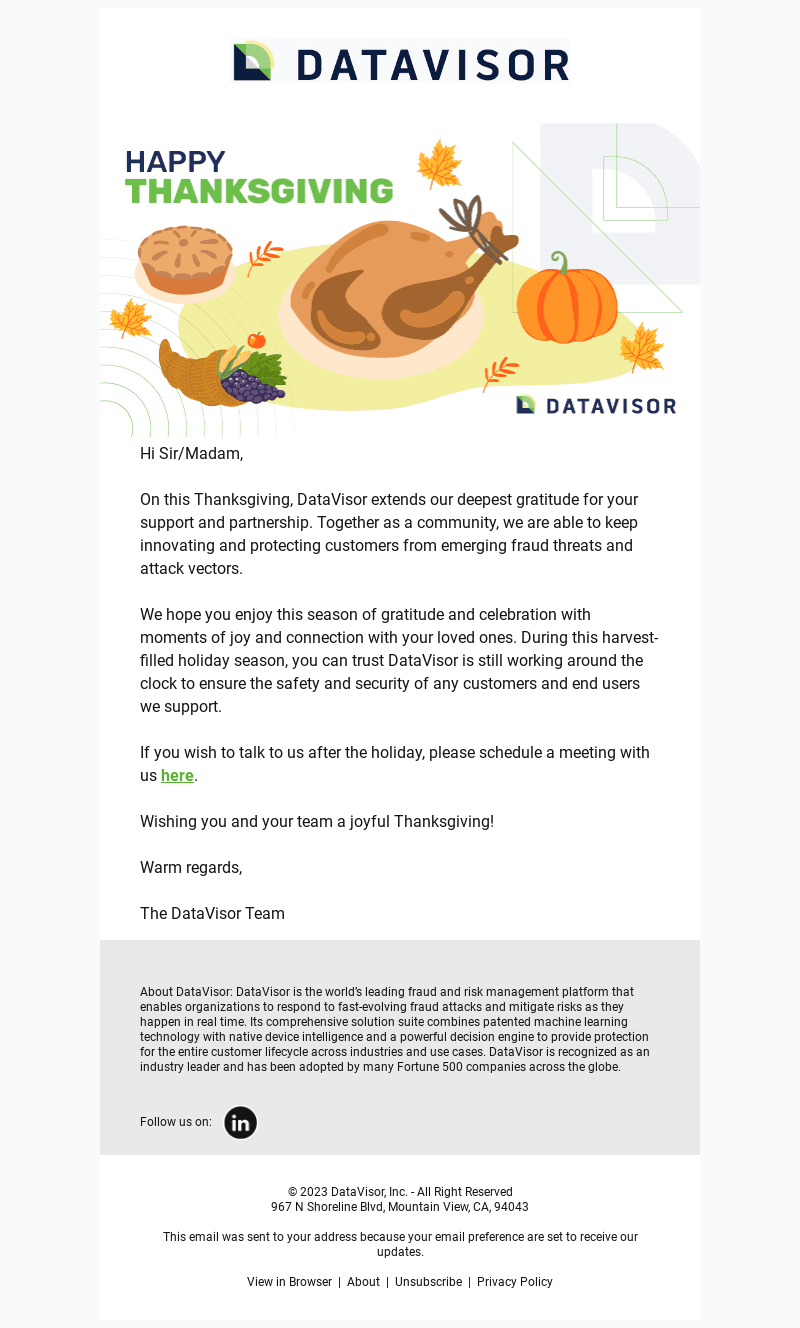 DataVisor email from Wed, Nov 22, 2023