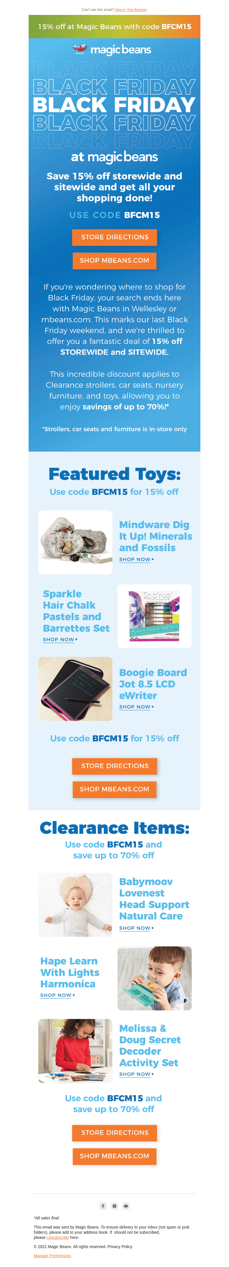 15% off SITEWIDE and STOREWIDE at Magic Beans