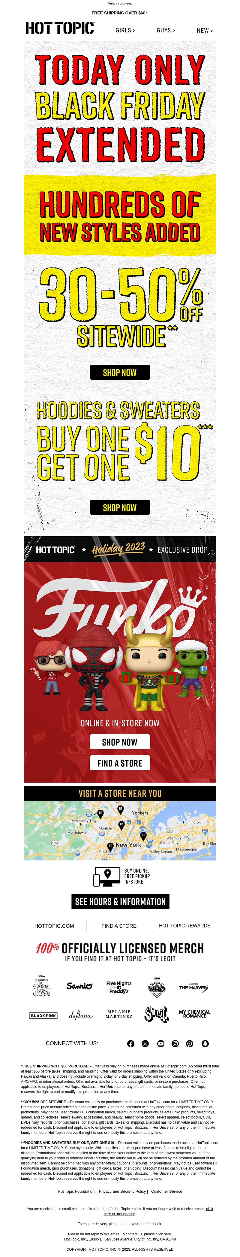Hot Topic email from Sat, Nov 25, 2023