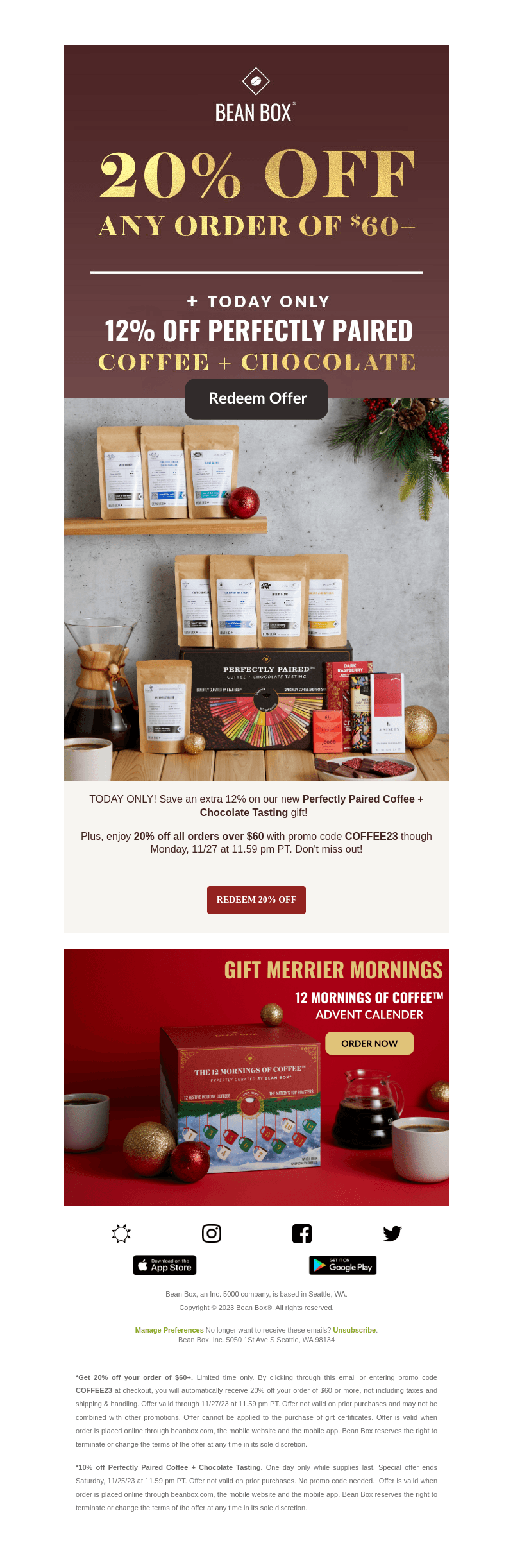 Get 20% OFF sitewide PLUS an extra 12% on Coffee + Chocolate ☕ 🍫