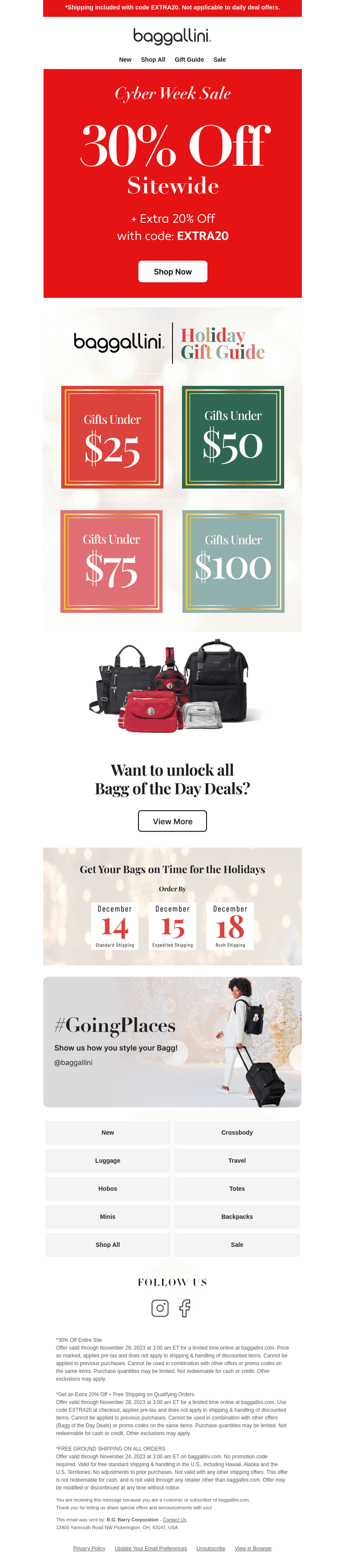 Cyber Week—30% off Sitewide + Extra 20% off Your Purchase