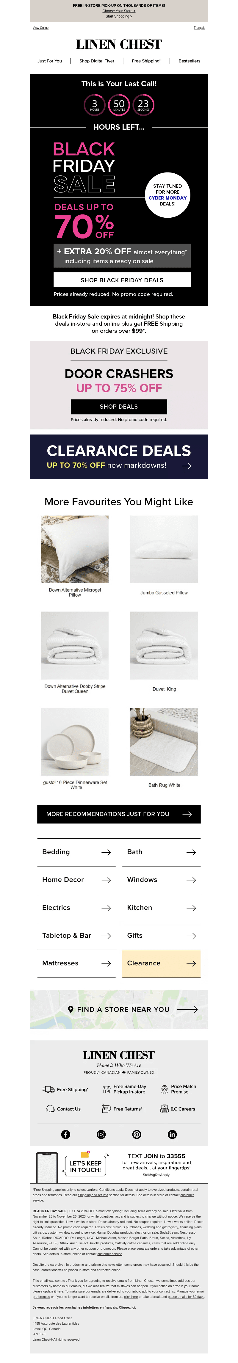 Linen Chest email from Mon, Nov 27, 2023