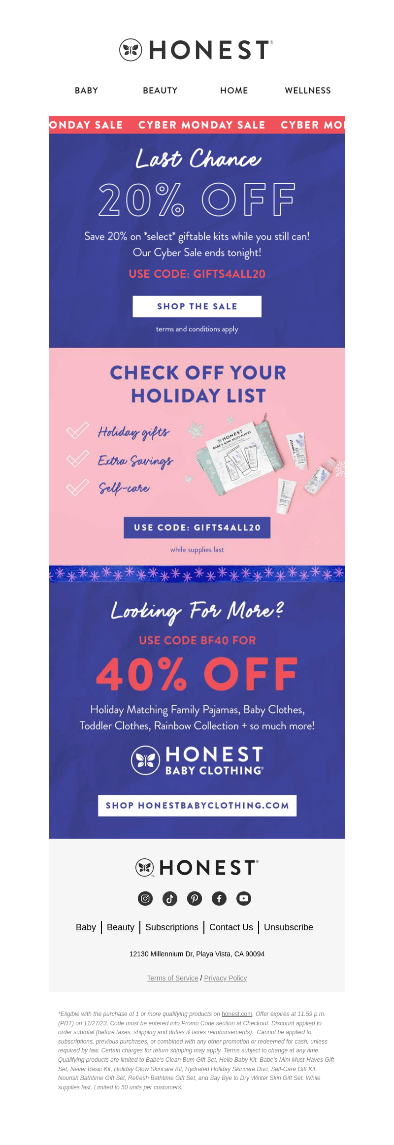 Honest Company email from Mon, Nov 27, 2023
