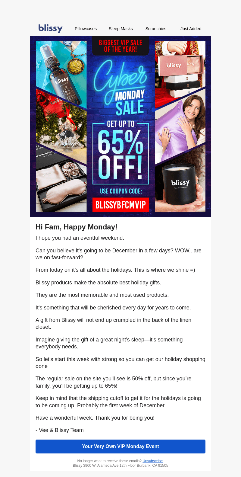 RE:  Cyber Monday Starts NOW 🔥 65% Off Everything