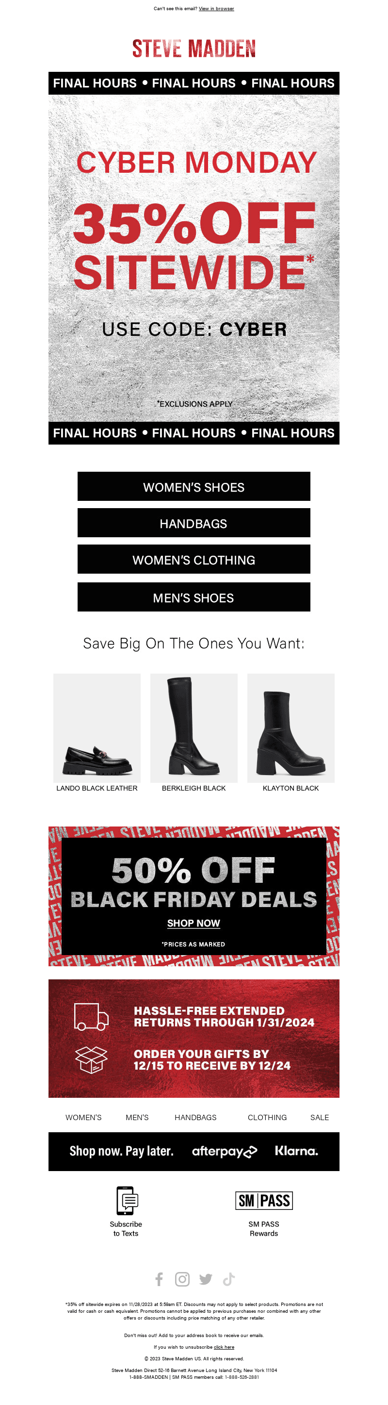 FINAL HOURS FOR 35% OFF