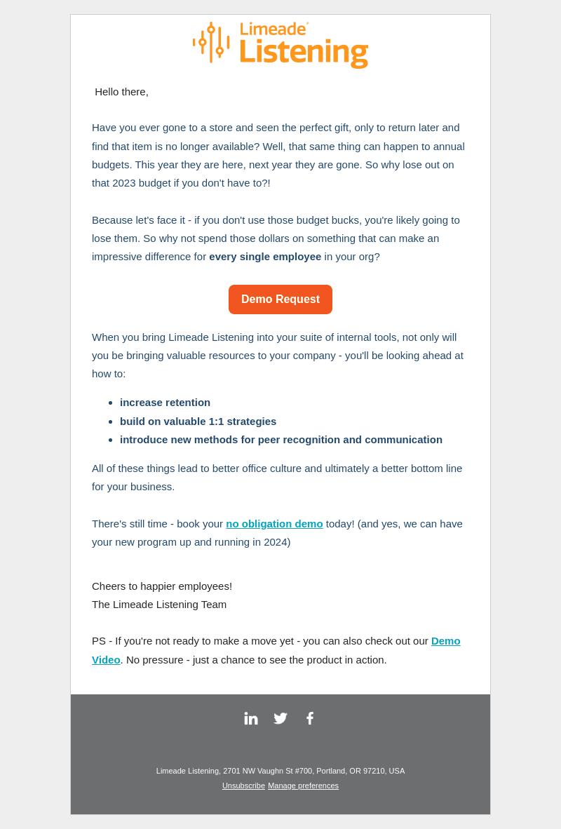 TINYpulse email from Tue, Nov 28, 2023