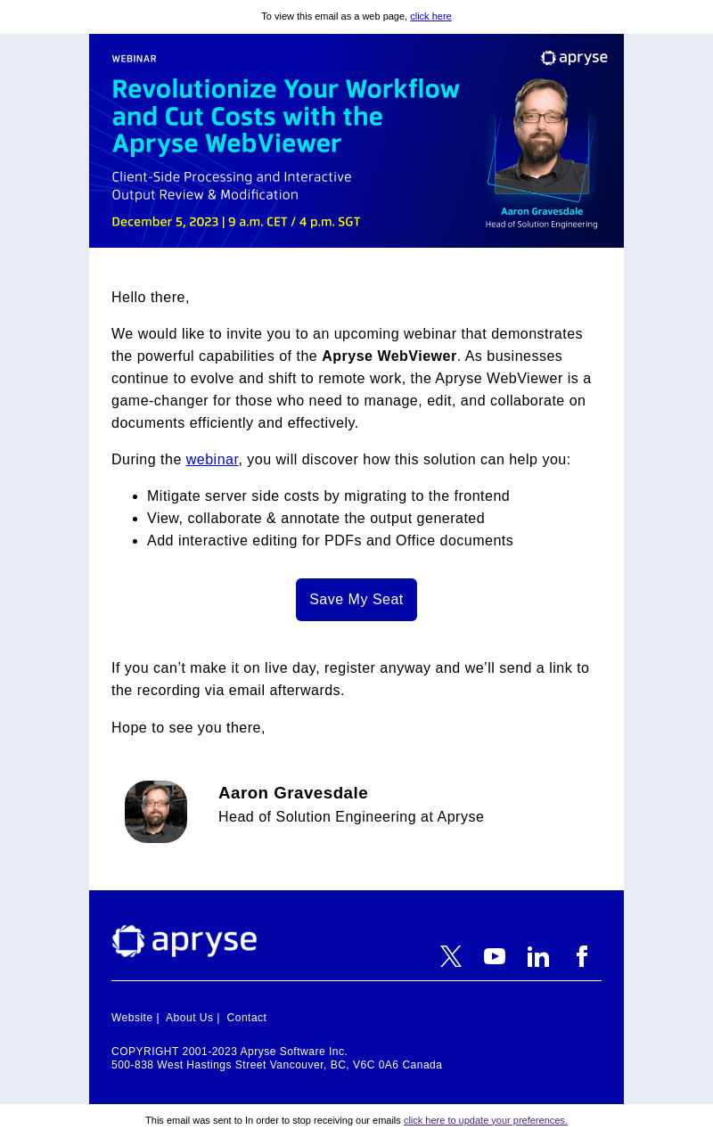 Upcoming webinar about the Apryse WebViewer