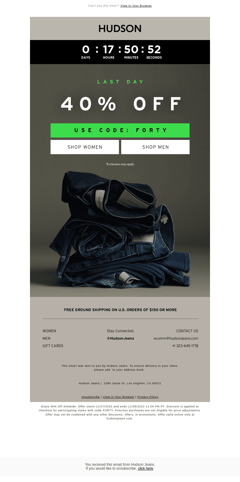 Last Day For 40% Off
