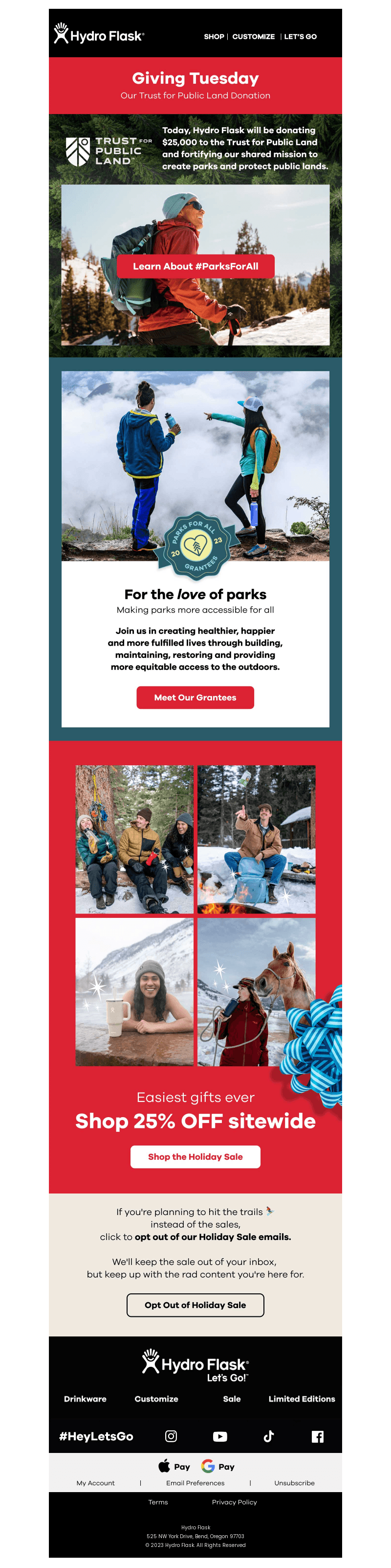 Hydroflask email from Tue, Nov 28, 2023