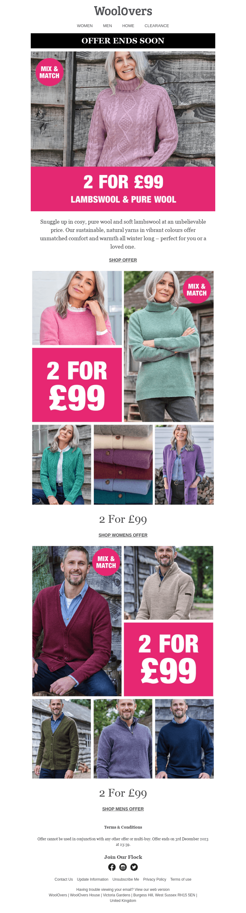 Ends Soon ⏰ 2 For £99 Lambswool & Pure Wool