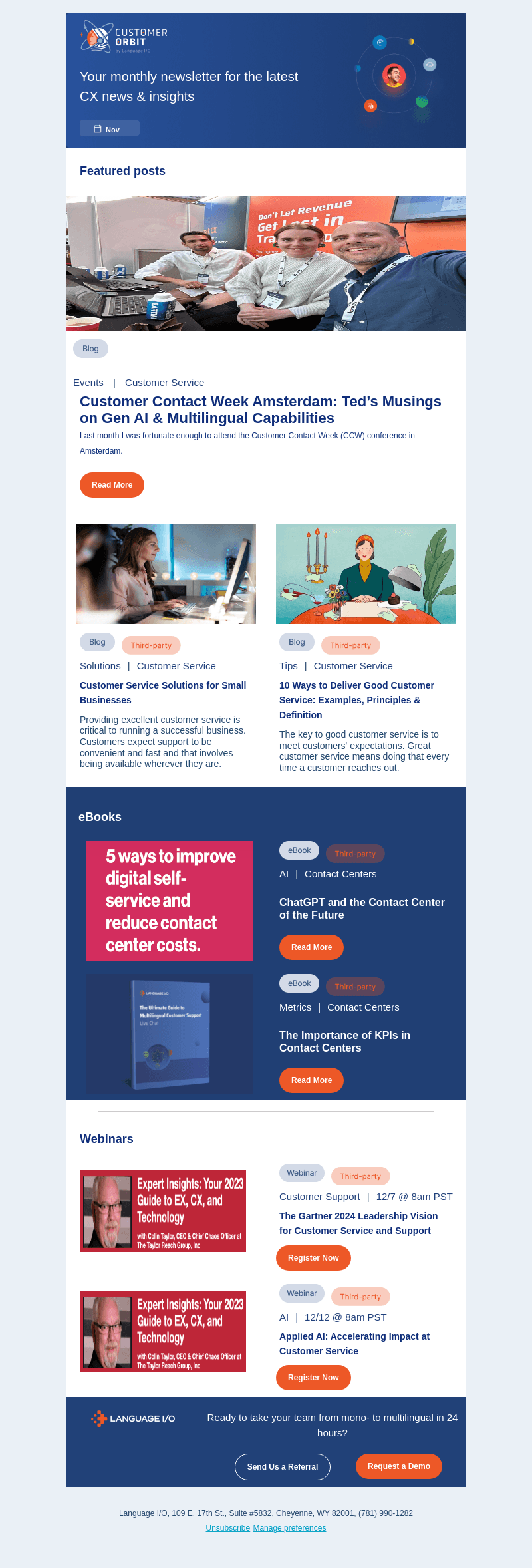 Your November Customer Orbit Newsletter is Here!