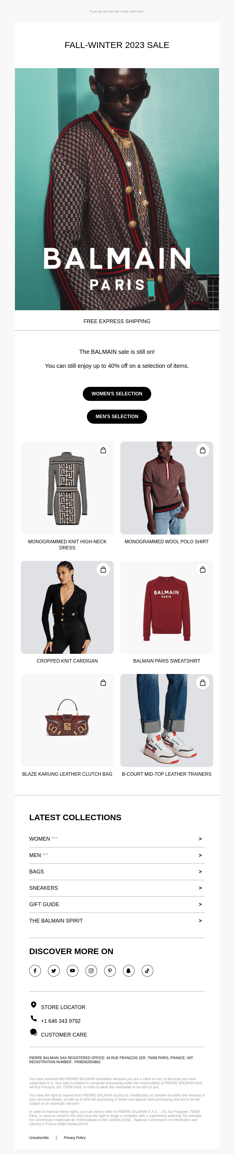 DON'T FORGET OUR FALL-WINTER 2023 SALE
