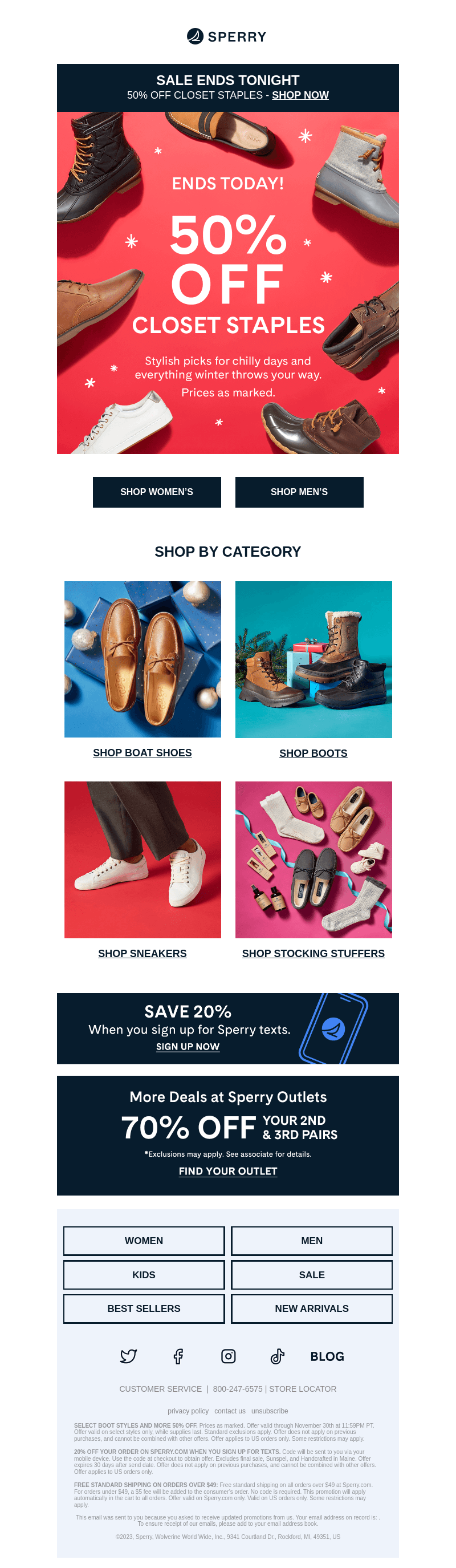 Closet staples at 50% off ends tonight!
