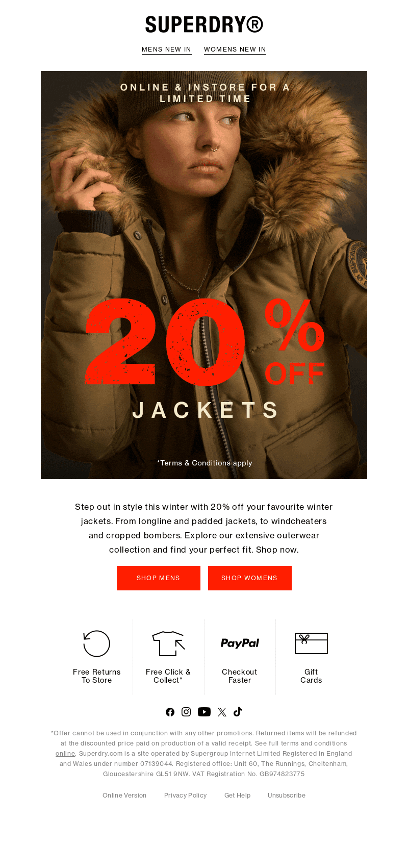 Enjoy 20% Off Jackets | Gear Up For Winter