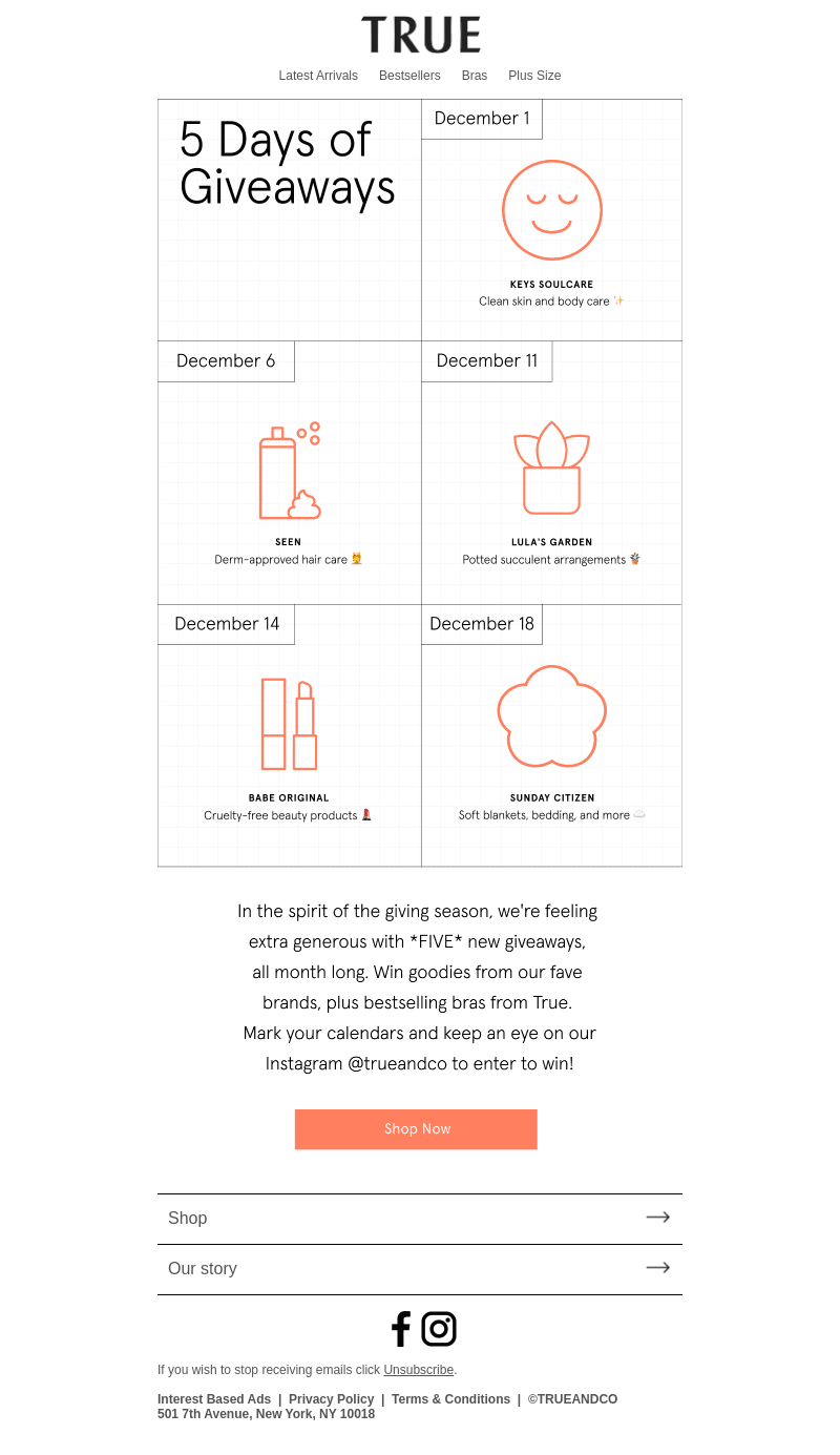 True and Co email from Fri, Dec 1, 2023