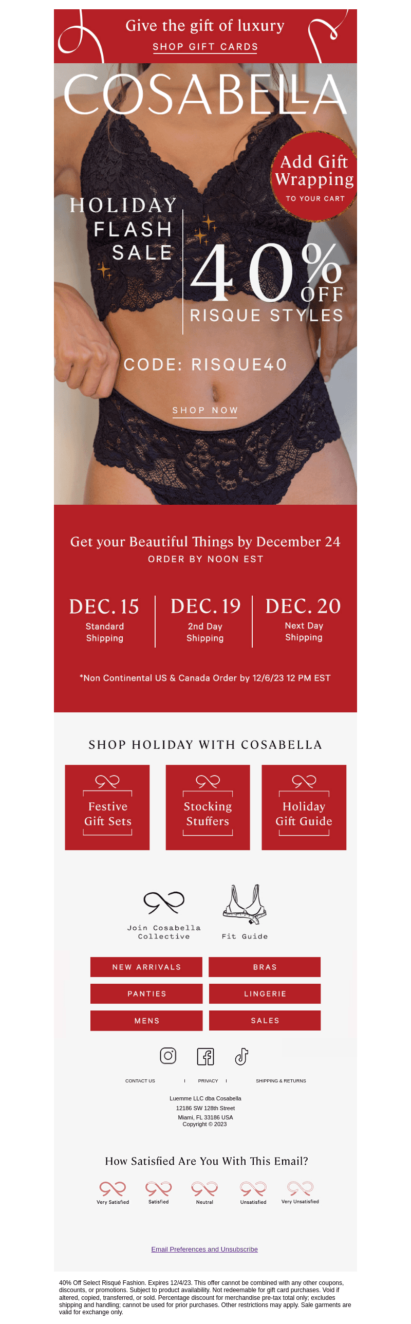 Holiday Flash Sale: 40% Off Risque Styles