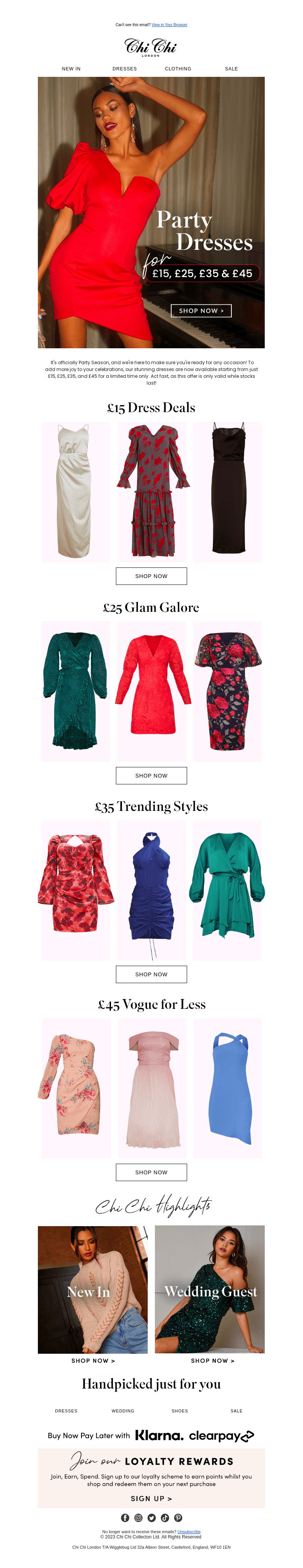 Party Dresses from £15! 🎉