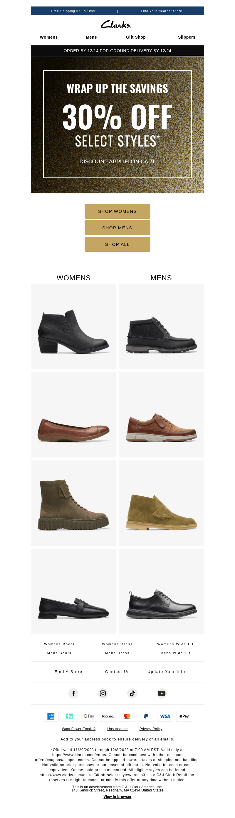 Get cozy with 30% off select styles