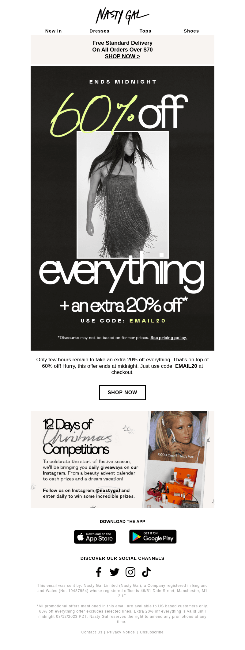 Ends midnight | 60% off + an extra 20% off everything