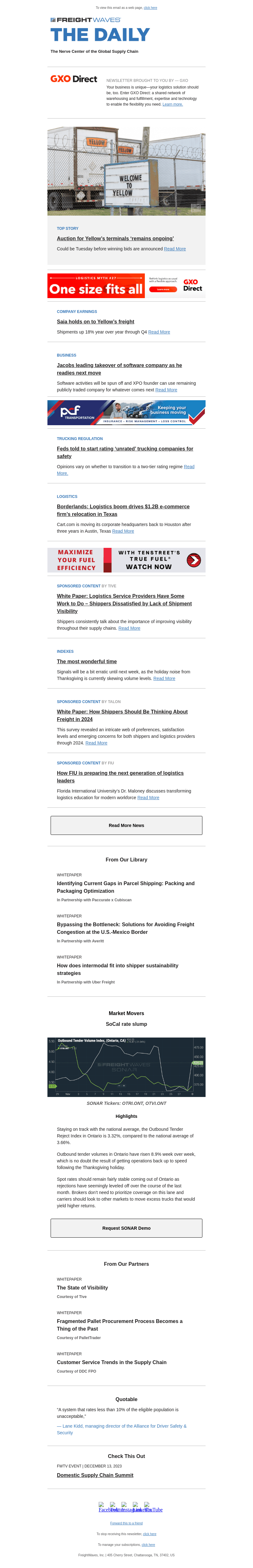 FW DAILY | Auction for Yellow’s terminals ‘remains ongoing’