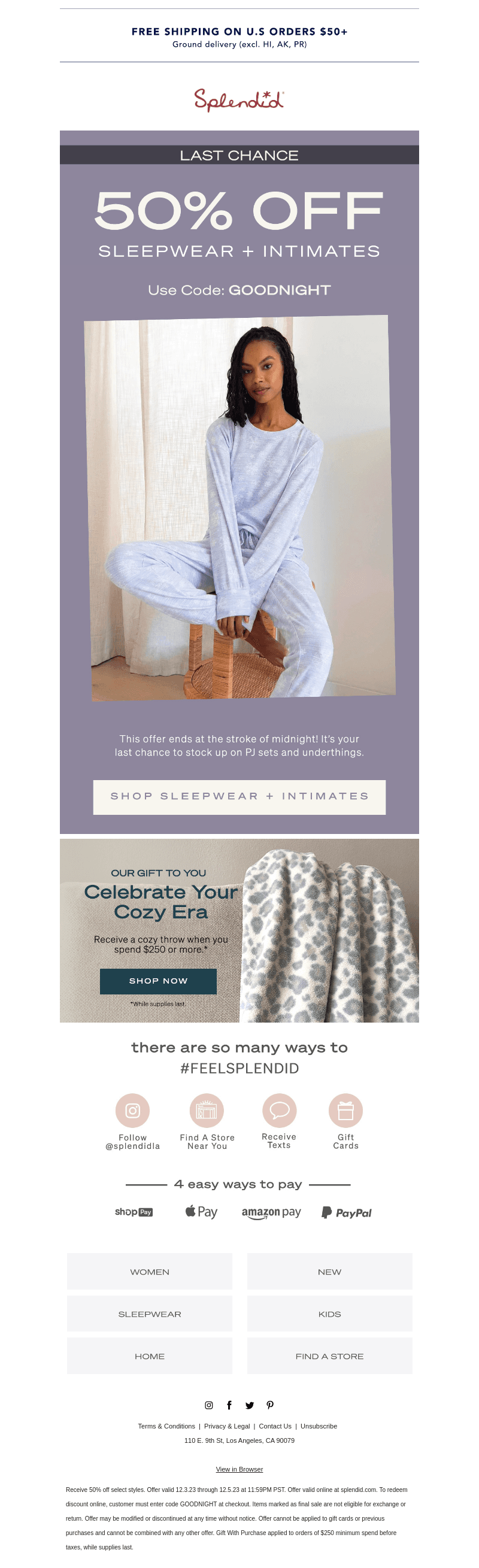 Last Chance: 50% Off Sleepwear + Intimates