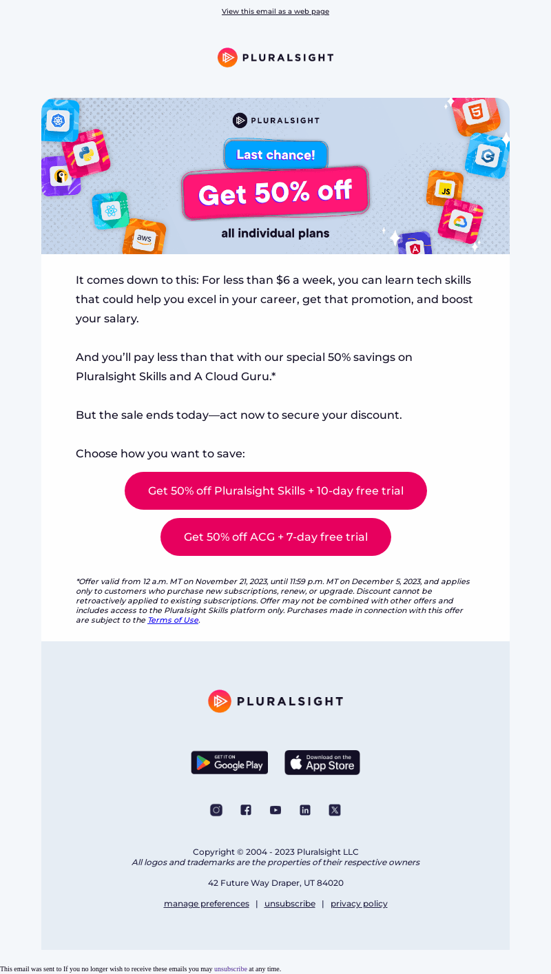 Last chance to get 50% off