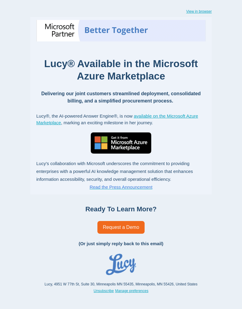 Lucy email from Tue, Dec 5, 2023